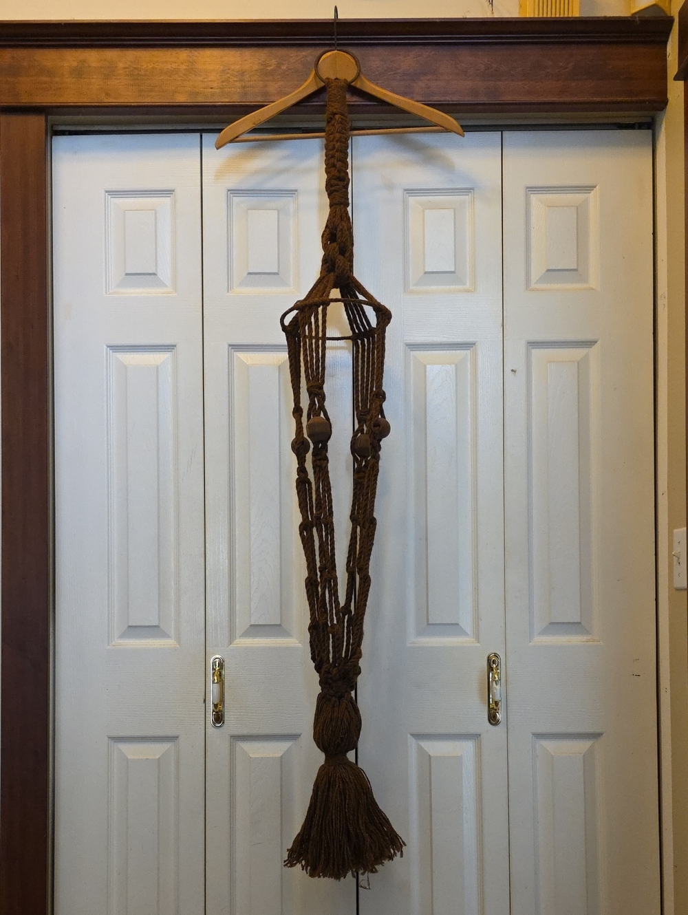 Macrame Brown & Rust Variegated Yarn Plant Hanger 60" Long